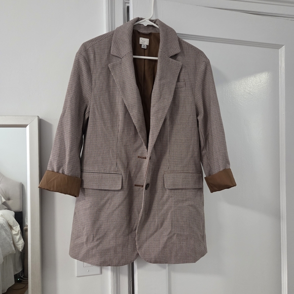 a new day Women's Checkered Blazer with Brown Accents - Picture 1 of 4